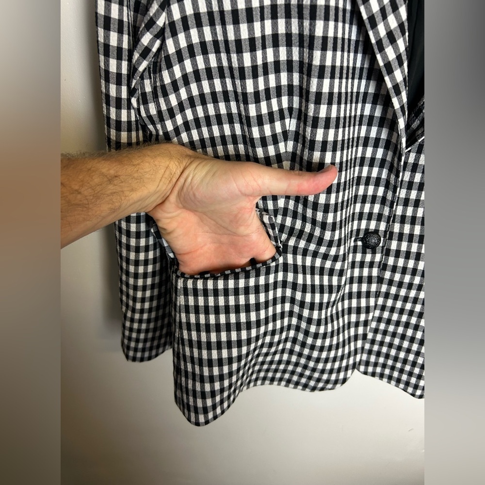Maison D Amelie Black and White Checkered Women's Blazer Size M Cottagecore - Picture 5 of 12